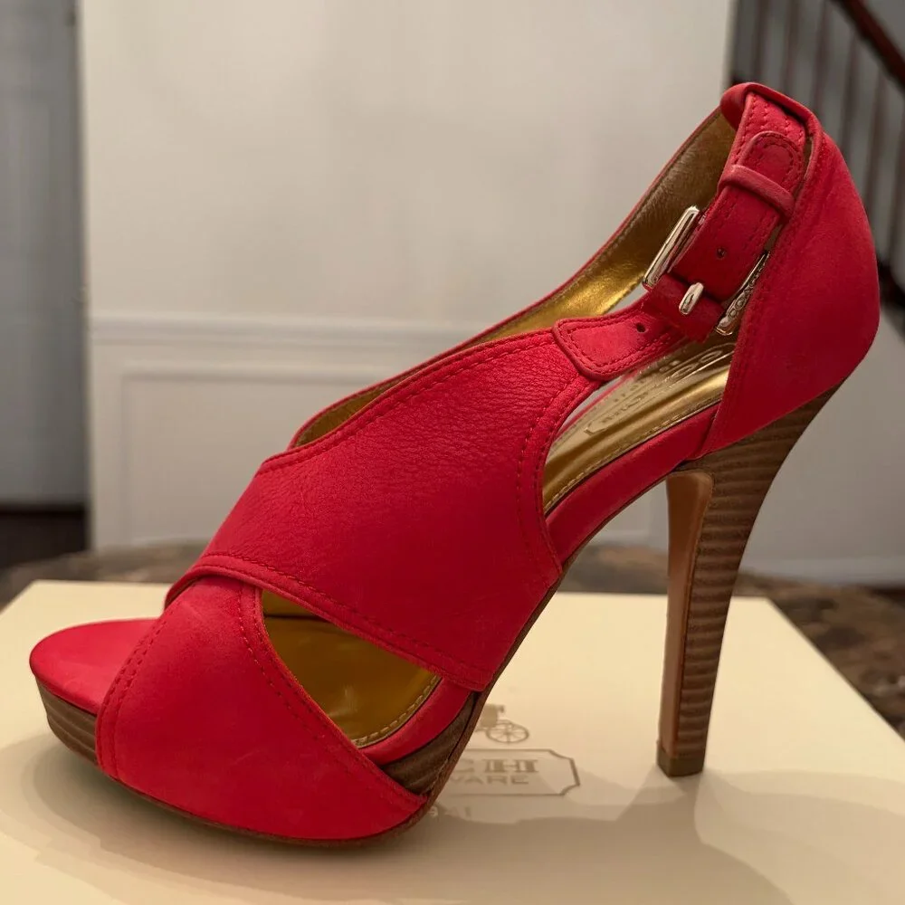 Coach Adelle Nubuck Blossom Colored Platform Heels (Size 5) - Picture 6 of 15